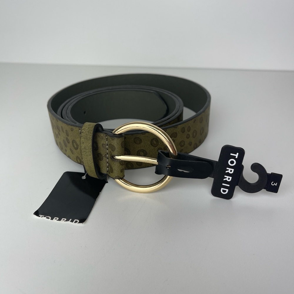 NWT Torrid Faux Leather Belt Olive Animal Print Size 3X